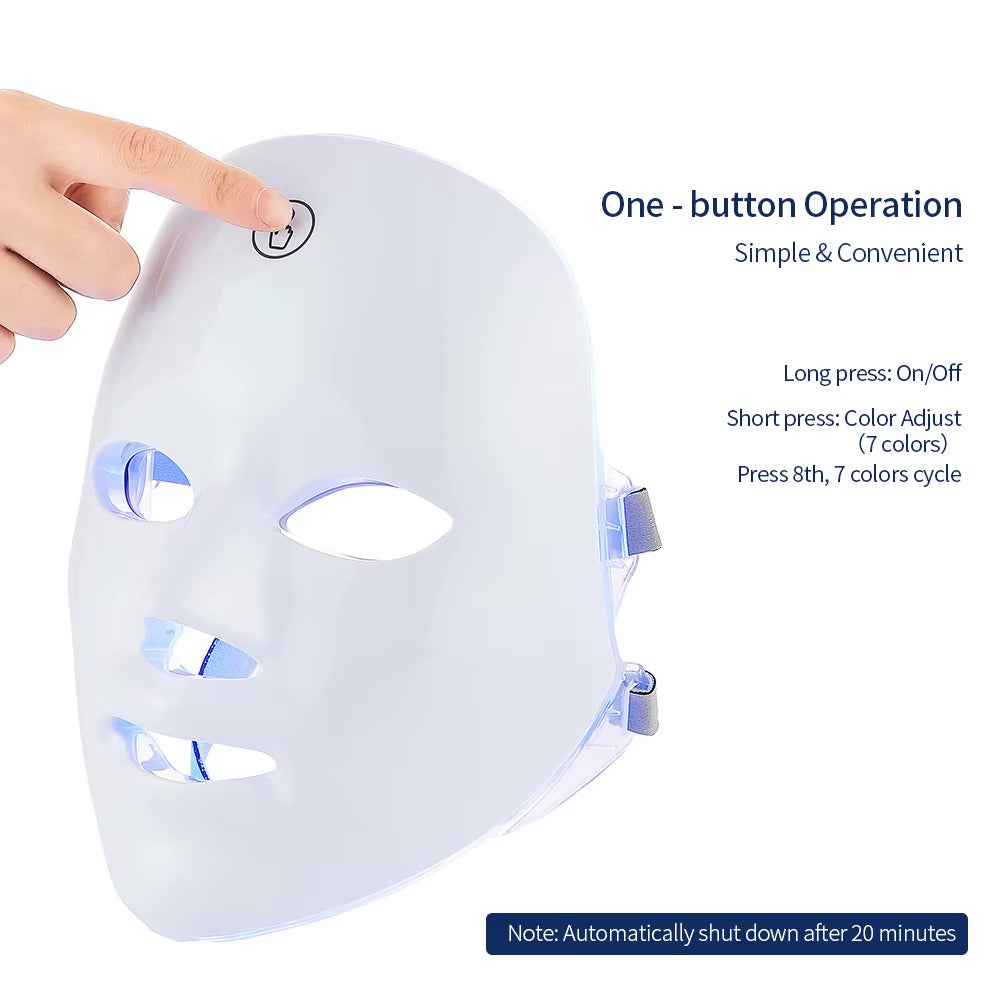 LED Gesichtsmaske – 7 Farben & Hals-Rotlichttherapie