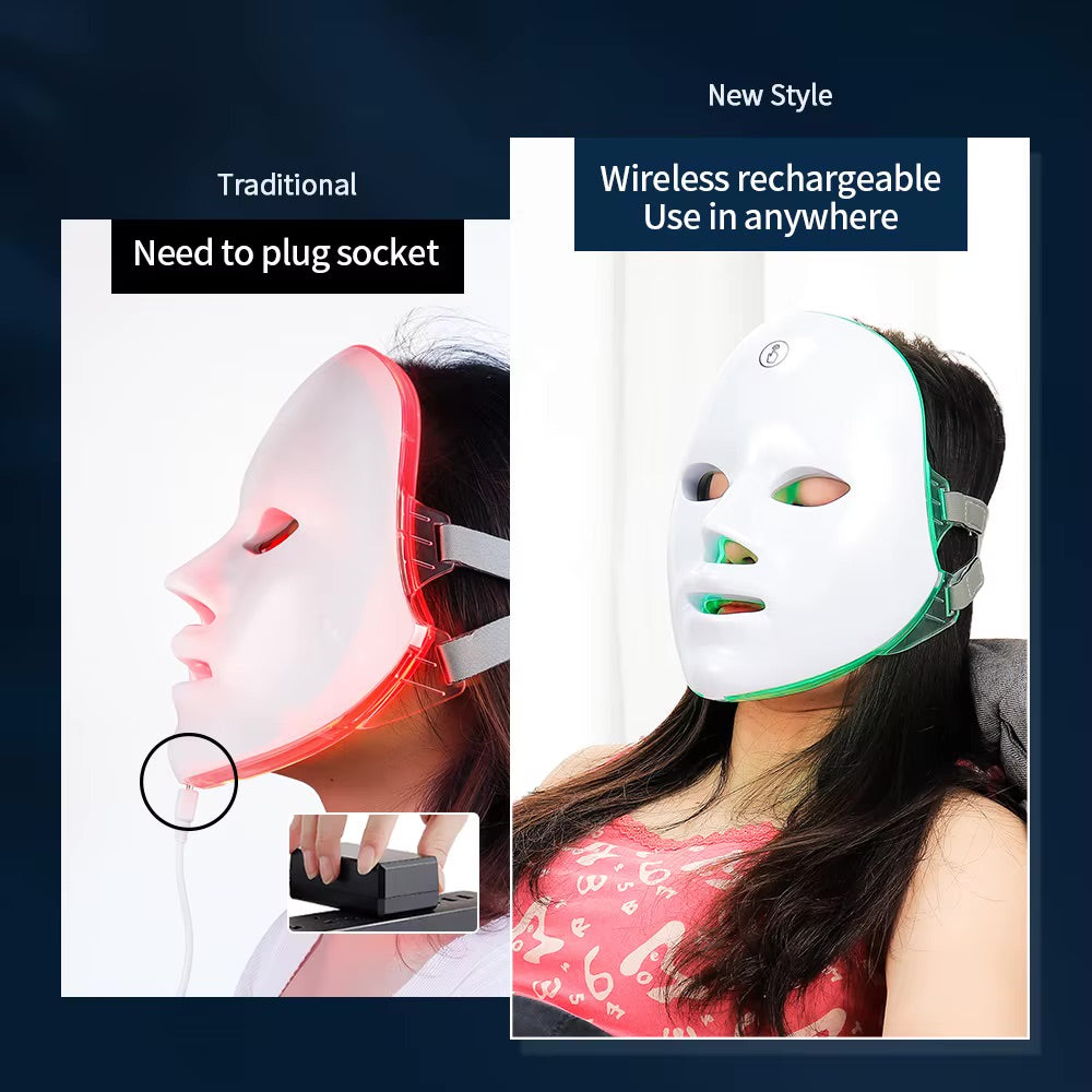 LED Gesichtsmaske – 7 Farben & Hals-Rotlichttherapie