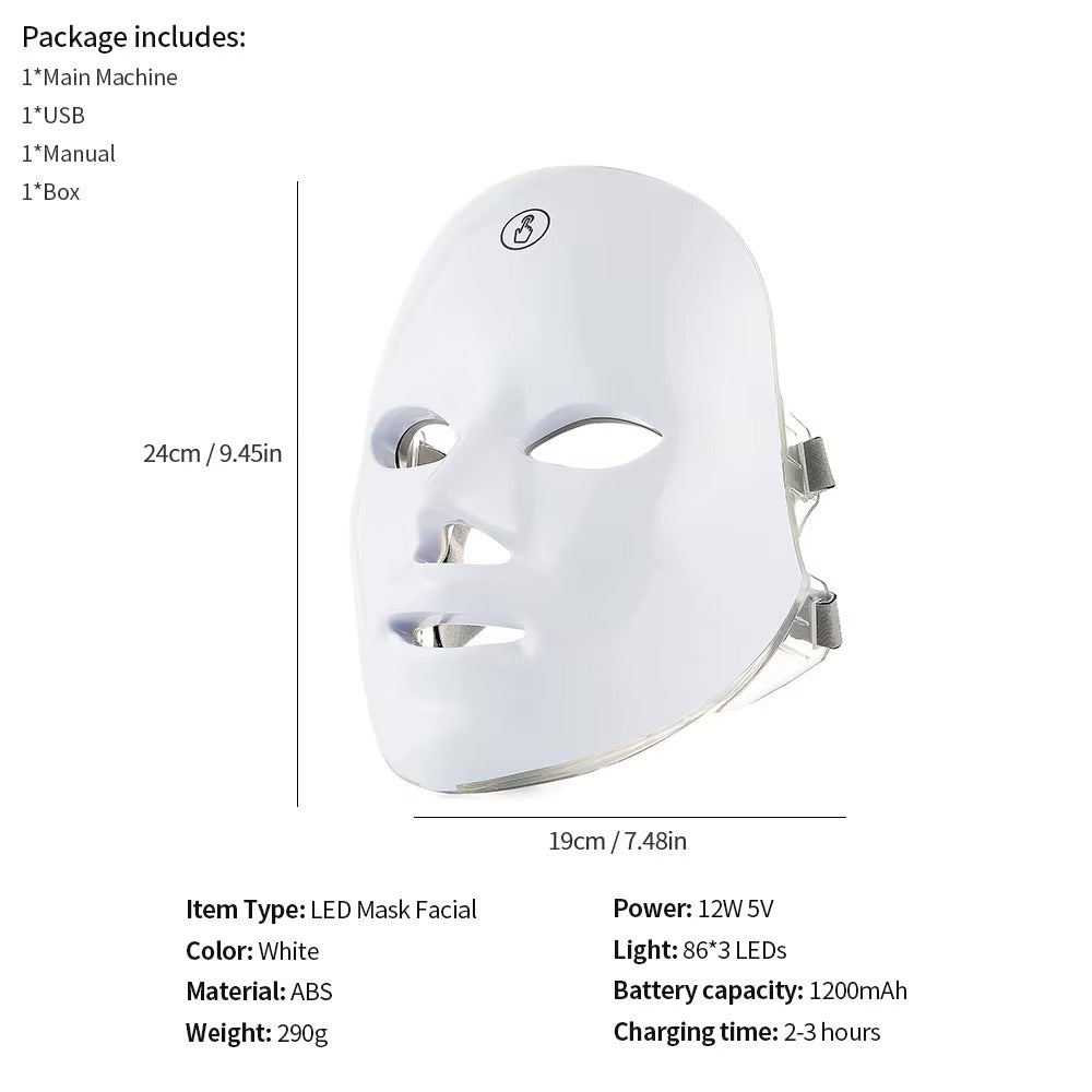 LED Gesichtsmaske – 7 Farben & Hals-Rotlichttherapie