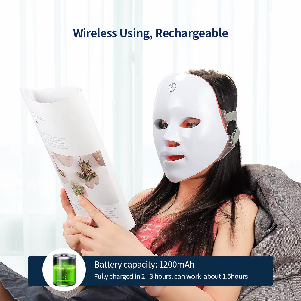 LED Gesichtsmaske – 7 Farben & Hals-Rotlichttherapie
