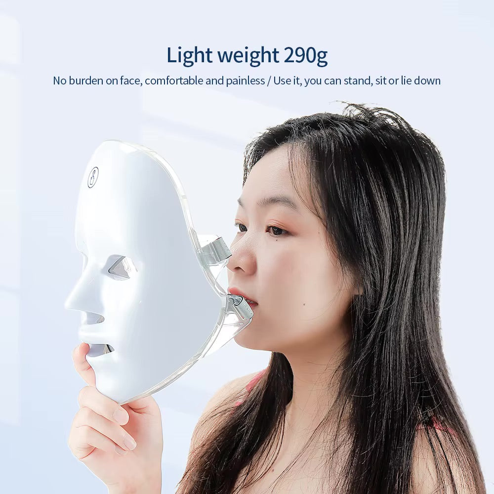 LED Gesichtsmaske – 7 Farben & Hals-Rotlichttherapie