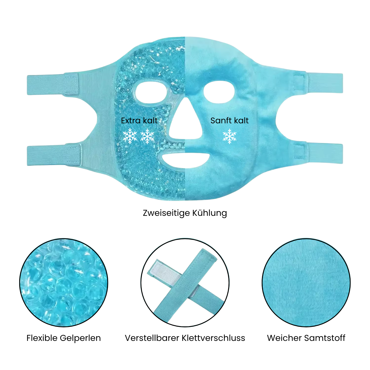 Nuvalis Ice Mask flexible Gelperlen – zweiseitige Kühlung für Gesicht und Augen